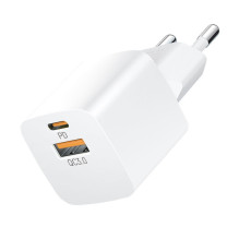 Wozinsky Wozinsky CMWCW 20W USB-C / USB-A sieninis įkroviklis – baltas