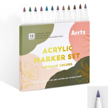 Acrylic markers - felt-tip pens ARRTX, 12 colors, metallic shades