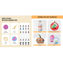 Acrylic markers - felt-tip pens ARRTX, 12 colors, metallic shades