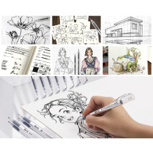 Professional graphic pens ARRTX (Black, 10pcs.)