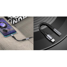 Adapteris HOCO USB Type-C (M) - ausinių jungtis 3.5mm (F)