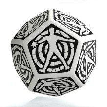D12 Hit Location Dice White And Black Colors