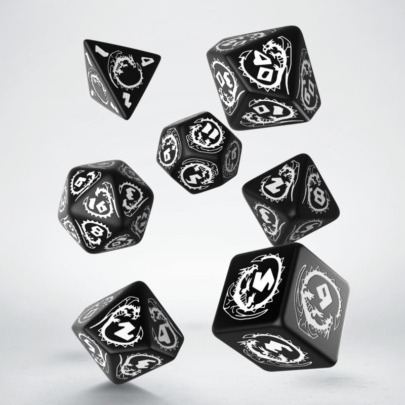 Dragons RPG Dice Set Black And White