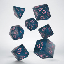 Sparkling Llama Dice Set Shiny Navy Blue and Pink Colors