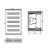 Distribution Panel Tibox 585x900x115mm 5x24mod., Ip54, Flush-mounted