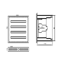 Distribution Panel Tibox 585x750x115mm 4x24mod., Ip54, Surface Mounted