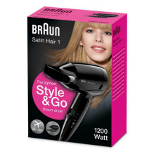 Džiovintuvas - Braun Hairdryer Satin Hair 1 HD130 1200W Dual Heat Settings Travel Black