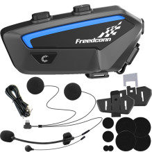 Motorcycle Intercom - FREEDCONN FX Bluetooth 5.0, 2000 m Range, IP67 Black