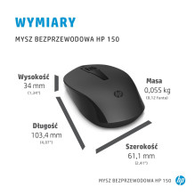 Kompiuterio Pelė - HP 150 Optinė 1600 DPI Juoda Kompiuterio Pelė - HP 150 Optinė 1600 DPI Juoda