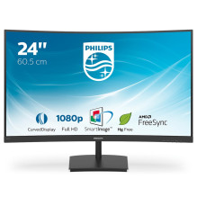 Monitorius - Philips E Line 241E1SC / 00 LED Ekranas 59.9 cm (23.6") 1920 x 1080 pikselių Full HD Juodas