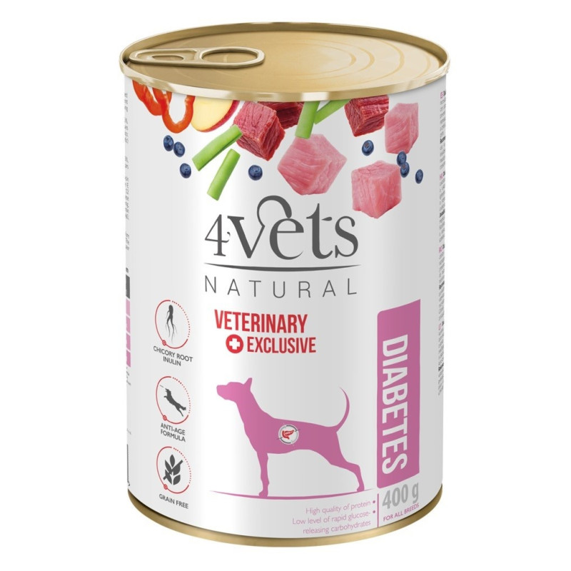 Wet Dog Food - 4VETS Natural Diabetic 400 g