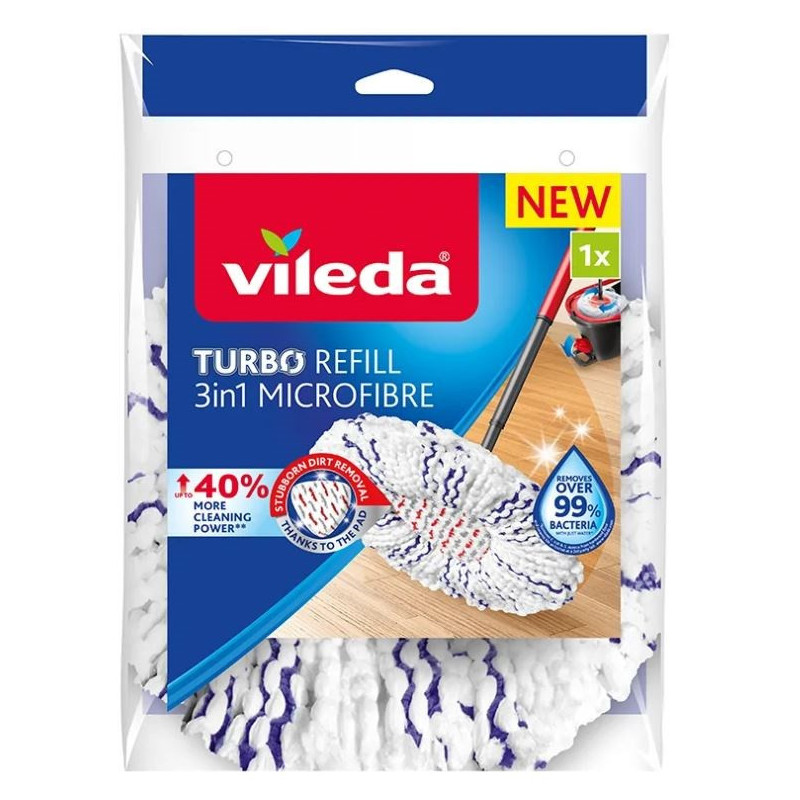 Mikropluošto Šluostė - VILEDA TURBO 3w1 - 1 vnt, Balta