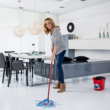 Floor Cleaning Mop - Vileda 3Action Velour XL Ergonomic Red / Blue