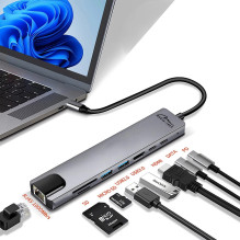 USB Adapteris - MEDIA-TECH 8-in-1 Giga LAN MT5046