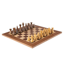 Walnut Chess Set 40x40cm With Modern Style Pieces Manopoulos