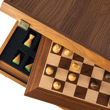 Walnut Chess Set 40x40cm With Modern Style Pieces Manopoulos