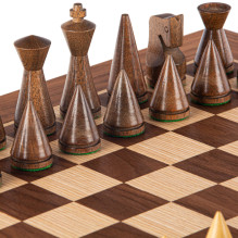 Walnut Chess Set 40x40cm With Modern Style Pieces Manopoulos