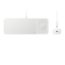 Wireless Charger - Trio Fast Charging Station for Headphones, Mobile Phone, Smart Watches White