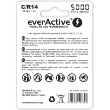 Rechargeable Batteries - EverActive Ni-MH R14 C 5000 mAh Professional Line Rechargeable Batteries - EverActive Ni-MH R14 C 5000 mAh Professional Line