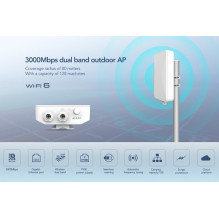 Wireless access point, 3000 Mbps, 2.4GHz / 5GHz Wi-Fi + 1000 Mbps Ethernet, (802.11AX), IP67.