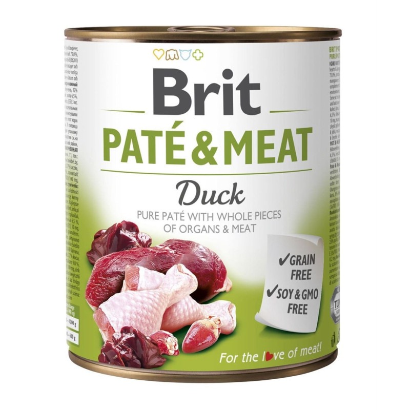 Wet Dog Food - BRIT Paté Meat With Duck 800g Grain Free