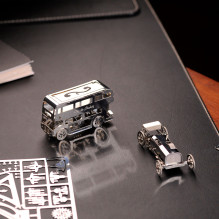 Model Kit - Time For Machine Cute Double Bus 90x30x52mm Stainless Steel