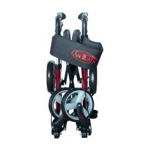 Mobility Aid - Aluminum Walker AT51006 with 4 Wheels, Adjustable Height, 136 kg, Red