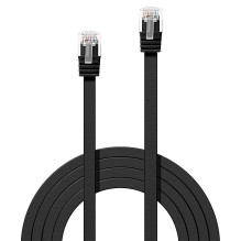 Network Cable - LINDY Cat.6 U/UTP Flat Network Cable, RJ45, M/M, 250MHz, 32AWG, 1 m, Black