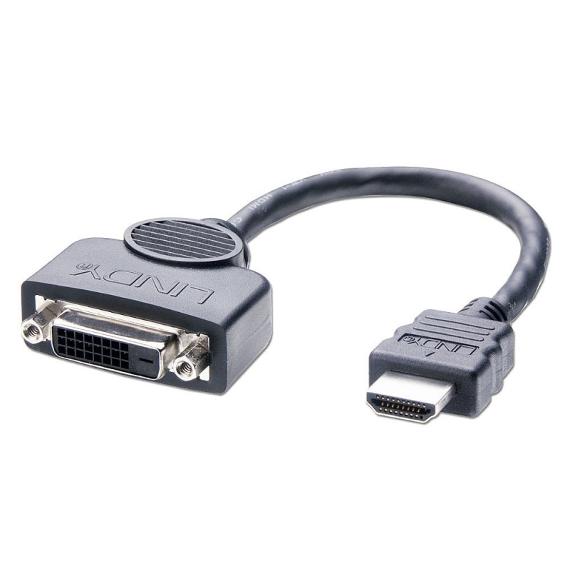 Adapteris - LINDY DVI-D M / F į HDMI M, 0,2 m, Juodas