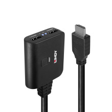 HDMI Skirstytuvas - LINDY 2 Prievadų HDMI Skirstytuvas, 4K60, 18Gbps, Atstatymo Mygtukas, Juodas