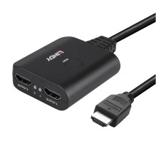 HDMI Skirstytuvas - LINDY 2 Prievadų HDMI Skirstytuvas, 4K60, 18Gbps, Atstatymo Mygtukas, Juodas
