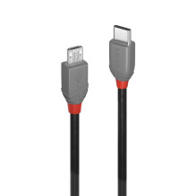 USB Cable - LINDY Anthra Line USB 2.0 Type C to Micro-B Cable, M / M, 480Mbps, 2.5W, PVC Coating, 3 m, Black