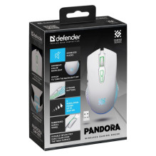 Belaidė Pelė - Defender Pandora RF 3200 DPI 6 Mygtukai Balta