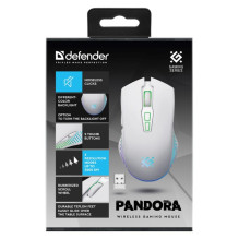 Belaidė Pelė - Defender Pandora RF 3200 DPI 6 Mygtukai Balta