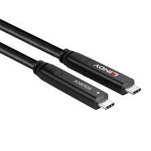 USB Laidas - LINDY USB 3.2 10Gbps ir DP 1.4 Type C Hibridinis Laidas (4 juostos), 10Gbps, 4K144Hz, 60W, 15 m, Juodas