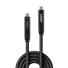 USB Laidas - LINDY USB 3.2 10Gbps ir DP 1.4 Type C Hibridinis Laidas (4 juostos), 10Gbps, 4K144Hz, 60W, 15 m, Juodas
