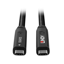 USB Laidas - LINDY USB 3.2 10Gbps ir DP 1.4 Type C Hibridinis Laidas (4 juostos), 10Gbps, 4K144Hz, 60W, 15 m, Juodas