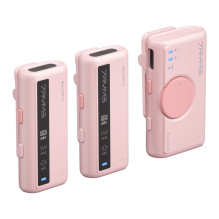 Wireless Microphone - 7Ryms iRay DW10 Dual Channel Receiver and Transmitters 3.5mm USB-C Pink