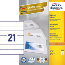 Label - Avery Zweckform 3481 70x41mm A4 100 sheets white