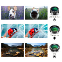 Phone Lens - Apexel APL-DG6 6-in-1 Kit with Wide Angle, Fisheye, Macro