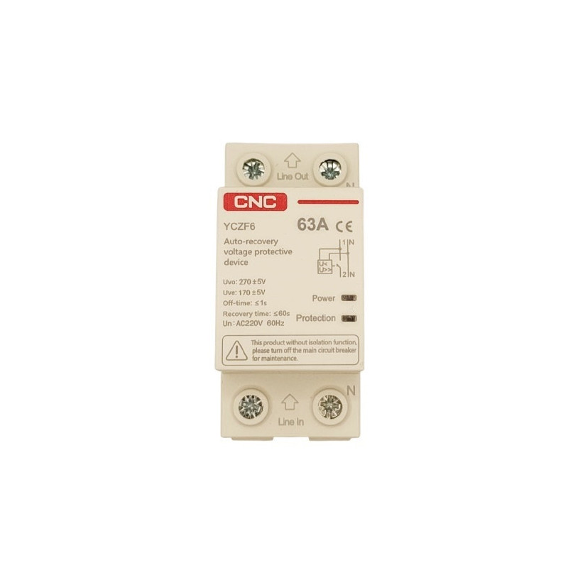 Surge Protection Device - Surge Protection Relay with Reset Function, 1P+N, 63A, 230V
