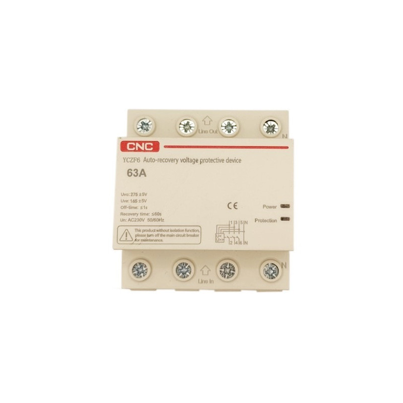 Surge Protection Device - Surge Protection Relay with Reset Function, 3P+N, 63A, 230V