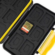Memory Card Case - MITOYA 12 SD 12 microSD Cards Durable ABS Plastic Yellow