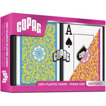 Žaidimų kortos - Copag Neoteric Poker Jumbo indeksas 2 kaladės 100% plastikas geltona mėlyna rožinė