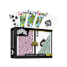 Žaidimų kortos - Copag Elite Poker Reguliarus indeksas 2 kaladės 100% PVC bordo žalia