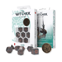 Board Game Accessories - The Witcher Ciri Dice Set 7 Dice and Coins Glossy Grey