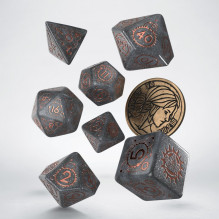 Board Game Accessories - The Witcher Ciri Dice Set 7 Dice and Coins Glossy Grey