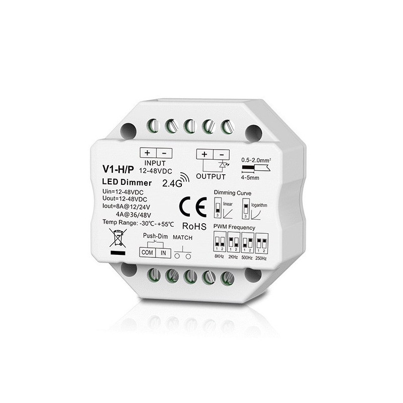 LED Controller - V1-H / P 12-48V 8A RF Remote Sliding