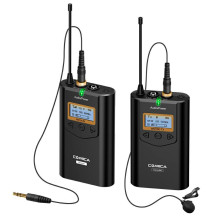Wireless microphone - Comica CVM-WM100 dual-channel receiver for real-time monitoring