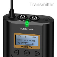 Wireless microphone - Comica CVM-WM100 dual-channel receiver for real-time monitoring